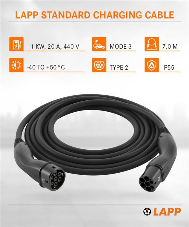 Type 2 Charging Cable, up to 11 kW, 7 m, black